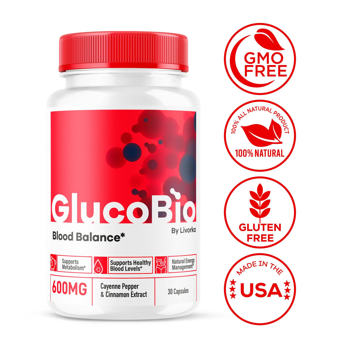 (2 Pack) GlucoBio Capsules - Official Gluco Bio Support Pills, Advanced Formula for Overall Balance, GlucoBio Pills, GlucoBio Supplement, Glucovio Reviews, 60 Capsules for 2 Months