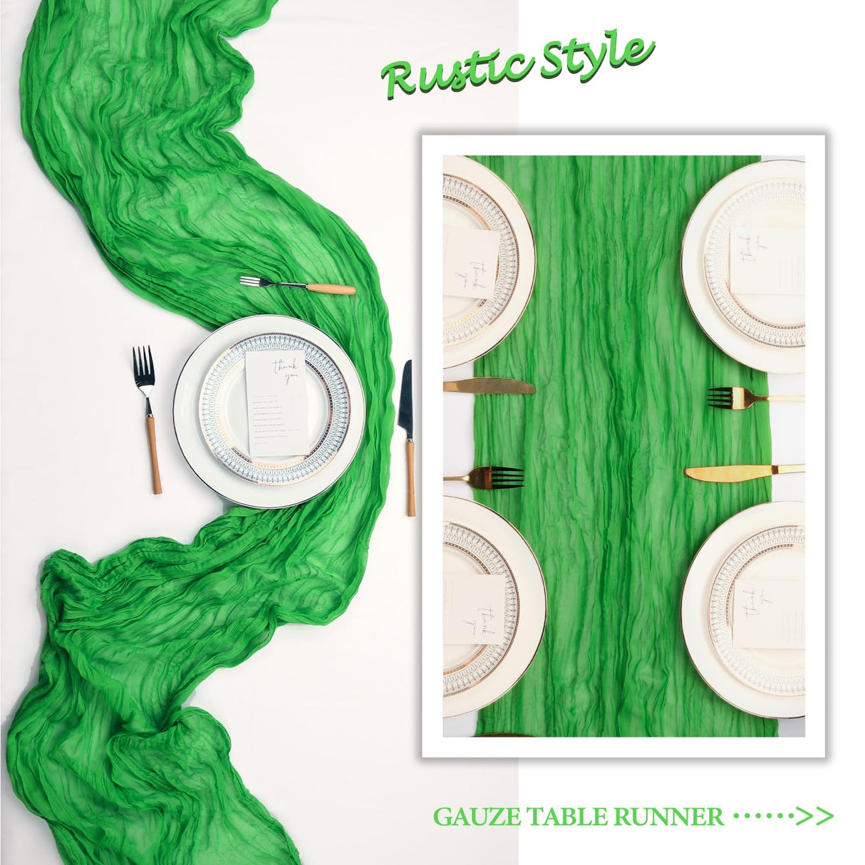 8 Pack Green Cheesecloth Table Runner 10Ft Gauze Cheese Cloth Table Runner 120 Inch Boho Sheer Sheer Rustic Fabric for Christmas Party Decor Baby Shower Wedding Home Holiday Decoration