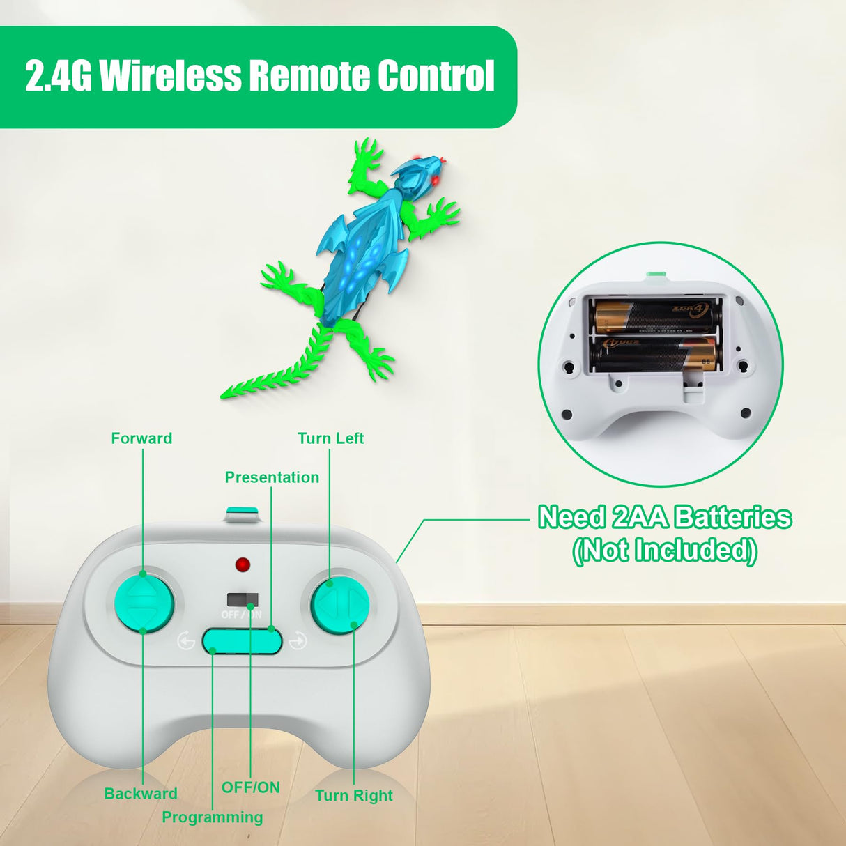 Wall Climbing Lizard, Robot Lizards Rechargeable Remote Control Car Toy RC Cars Toys for Kids RC Crawler for Boys & Girls Ages 6 & Up Halloween Christmas Birthday Gifts (Blue)