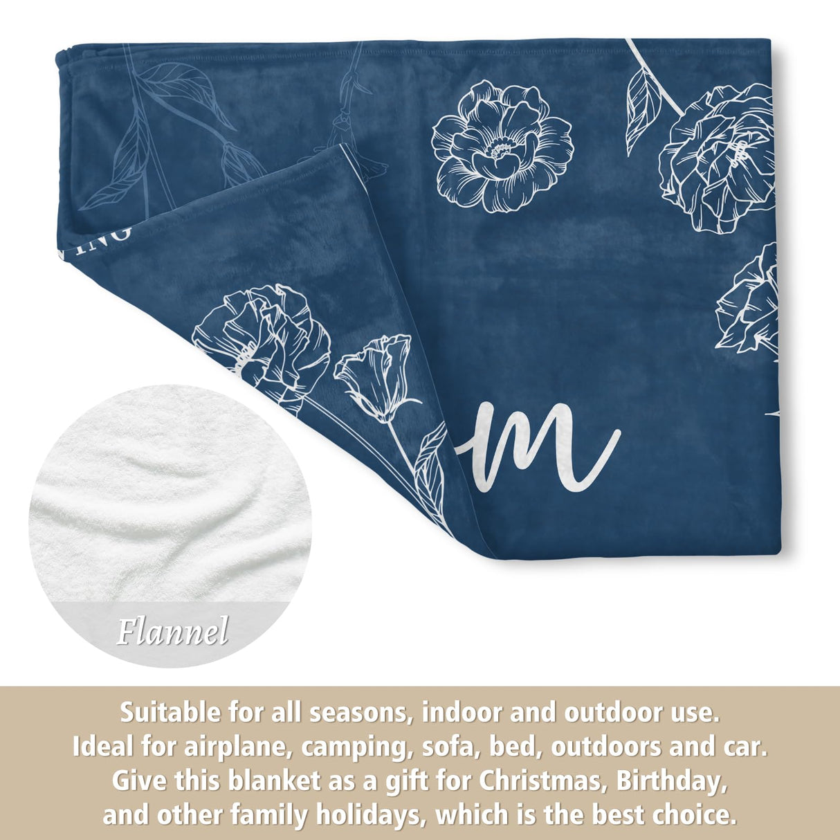 Gifts for Mom Christmas, Mom Birthday Gifts Blanket, Moms Gift for Women from Daughter Son, We Love You Present for Mother Mommy Mothers Day 60" x 50", Blue
