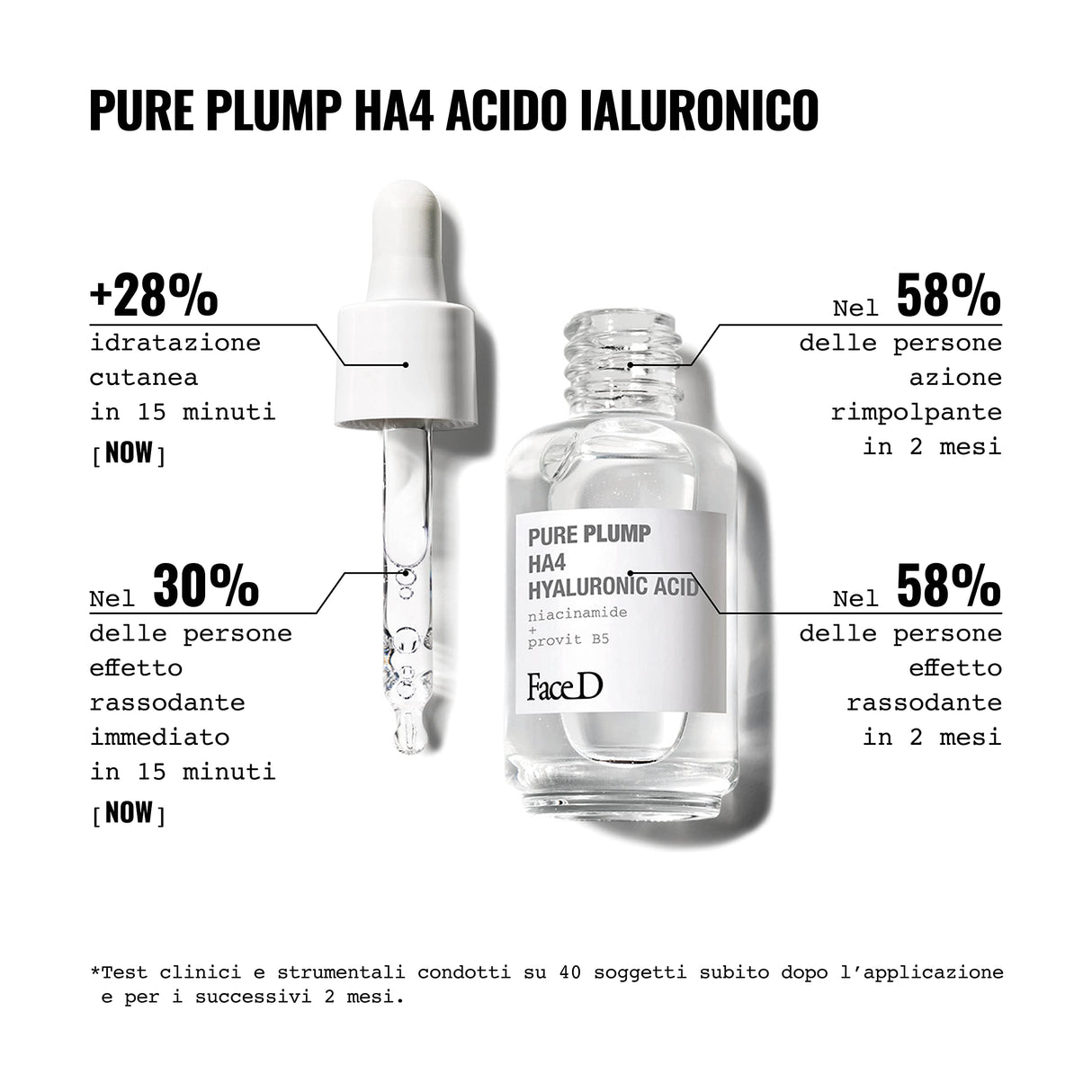 Face D Pure Plump, Serum mit HA4 Hyaluronsäure mit Straffungseffekt, 30 ml