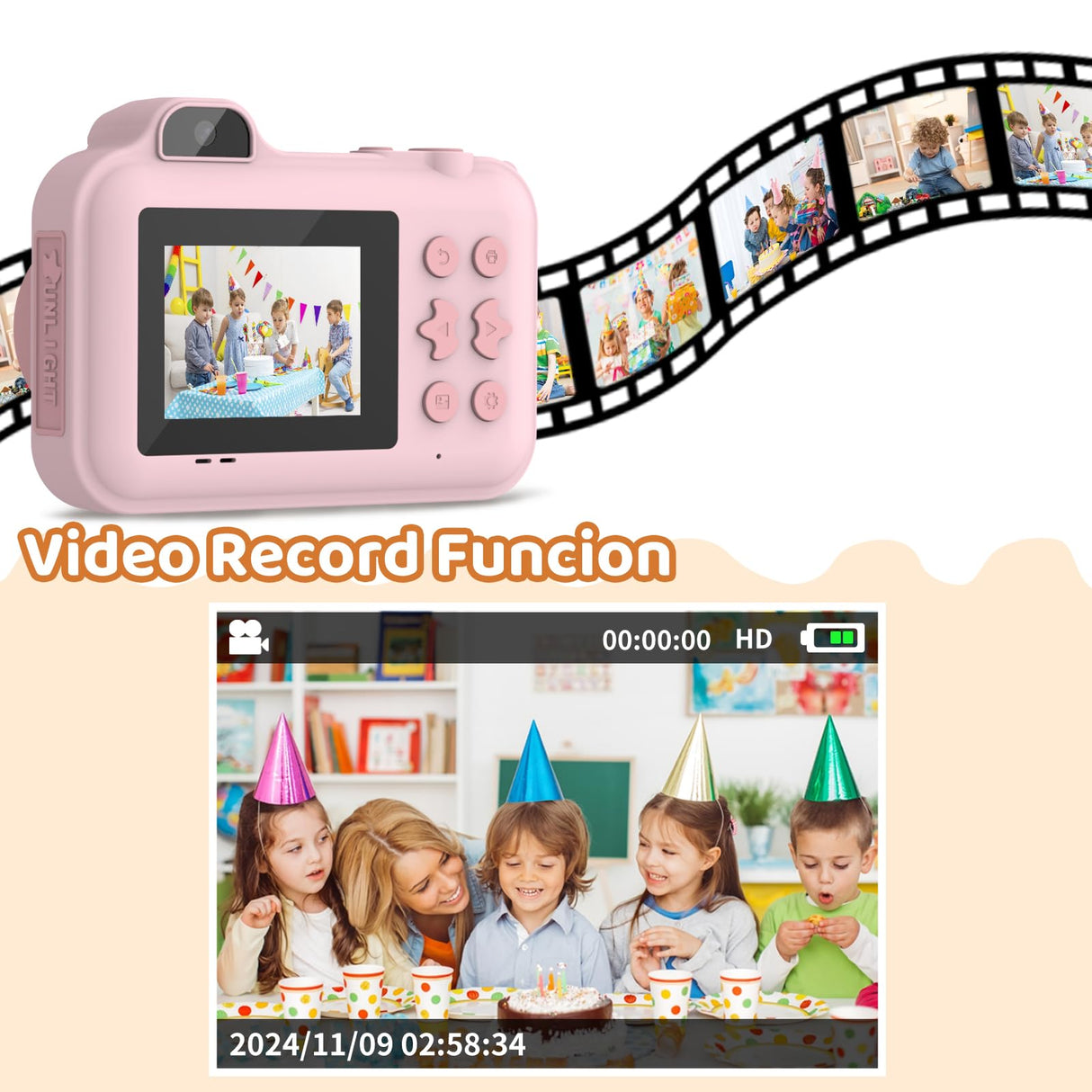 Kids Camera Instant Print, Christmas Birthday Gifts Toys for Girls Boys Age 4 5 6 7 8 9 10 11 12 Years Old,1080P HD Dual Lens Selfie Digital Camera with 5 Rolls Print Paper Stickers Pens 32G Card