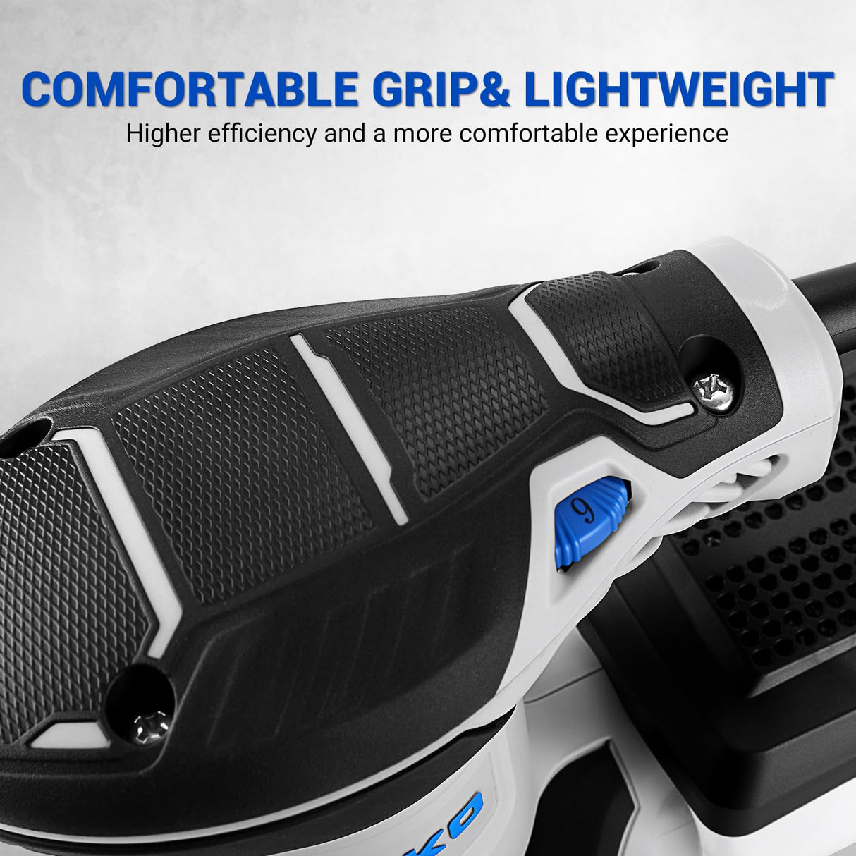 Orbital Sander Corded Hand Sander: DEKOPRO 5" Random Orbital Sander with Dust Box, 6 Various Speeds Electric Palm Sander with Dust Box, 16Pcs Sandpapers for Woodworking & Sanding (Blue)