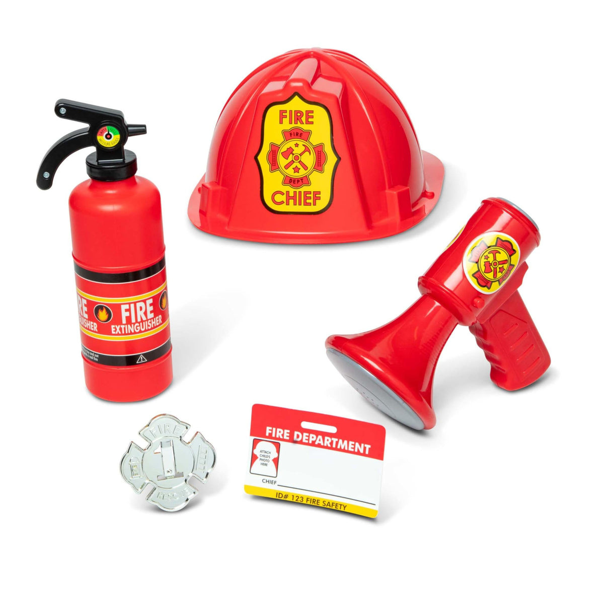 Melissa & Doug Fire Chief Role Play Costume Dress-Up Set, Pretend Play Firefighter Outfit with Realistic Accessories for Kids and Toddlers Ages 3+