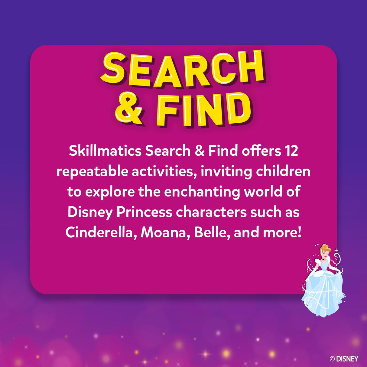 Skillmatics Search and Find Disney Princess Educational Game - Reusable Preschool Learning Activities, Christmas Toys, Art & Crafts, Gifts for Toddlers & Kids of Ages 3, 4, 5, 6
