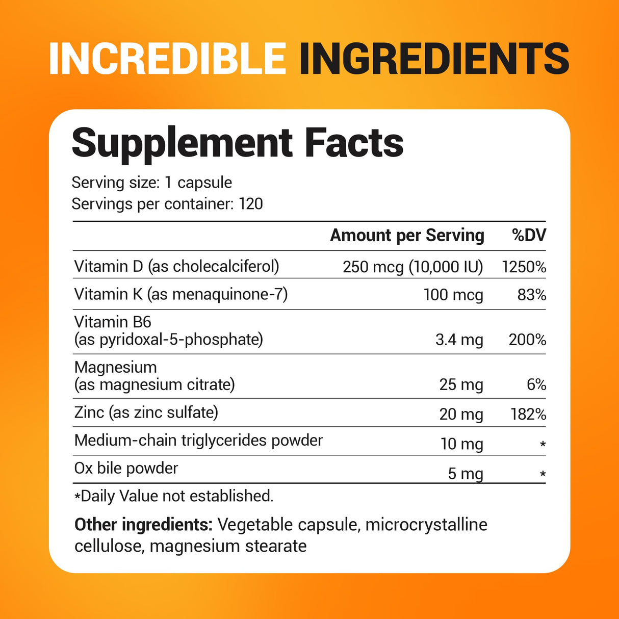 2 Pack Dr. Berg Vitamin D3 K2 w/MCT Powder - Includes 10,000 IU of Vitamin D3, 100 mcg MK7 Vitamin K2, Purified Bile Salts, Zinc & Magnesium for Ultimate Absorption - K2 D3 Vitamin Supplement - 120 Capsule