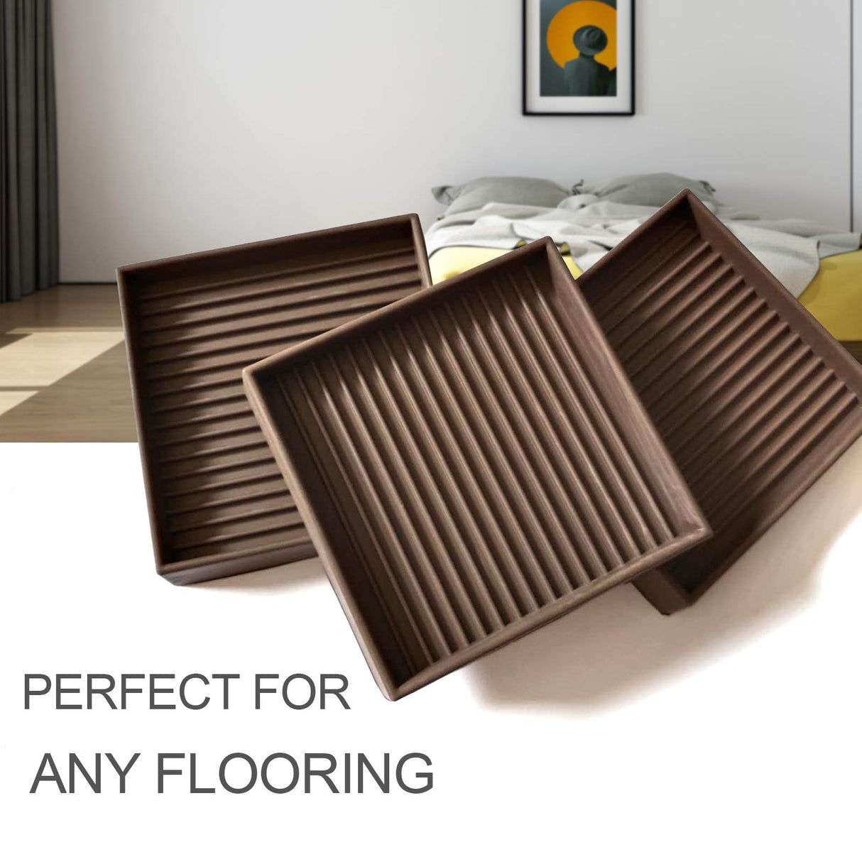 Yelanon Non Slip Furniture Pads for Hardwood Floors -8 Pcs 3” Furniture Coasters Cups, Anti Skid Furniture Grippers Rubber Feet, Floor Protectors for Furniture Bed Couch Stoppers