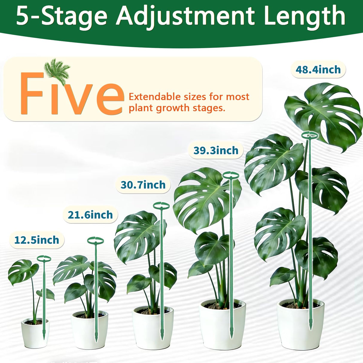 Telescoping Monstera Plant Stakes, 12.5-48.4IN Indoor Plant Support- 7Pack