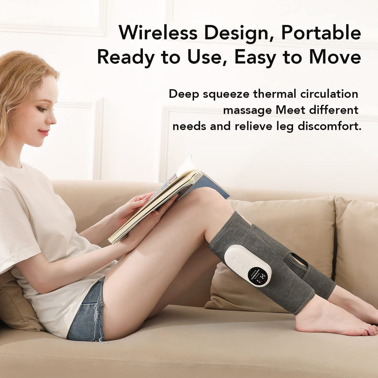 LINGTENG Leg Massager for Circulation and Pain Relief, Calf Air Compression Massager with Heat, Leg Massager with 3 Intensities, 3 Modes, Easy to use, Muscle Relaxation, Gifts (Pair)