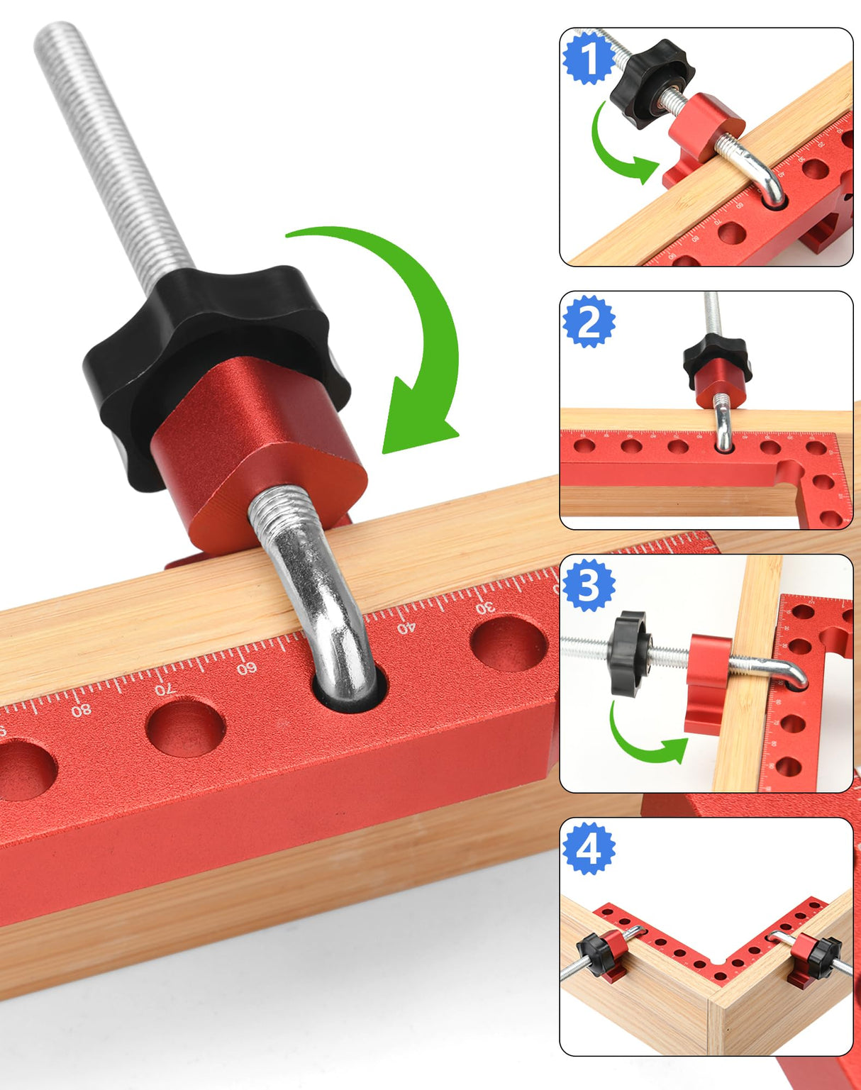 VEXTHYX Corner clamps for woodworking, 4Pack 90 degree 5.5"x5.5" clamping squares for right angle positioning, woodworking square clamp tools for cabinet, picture frame, box, drawers