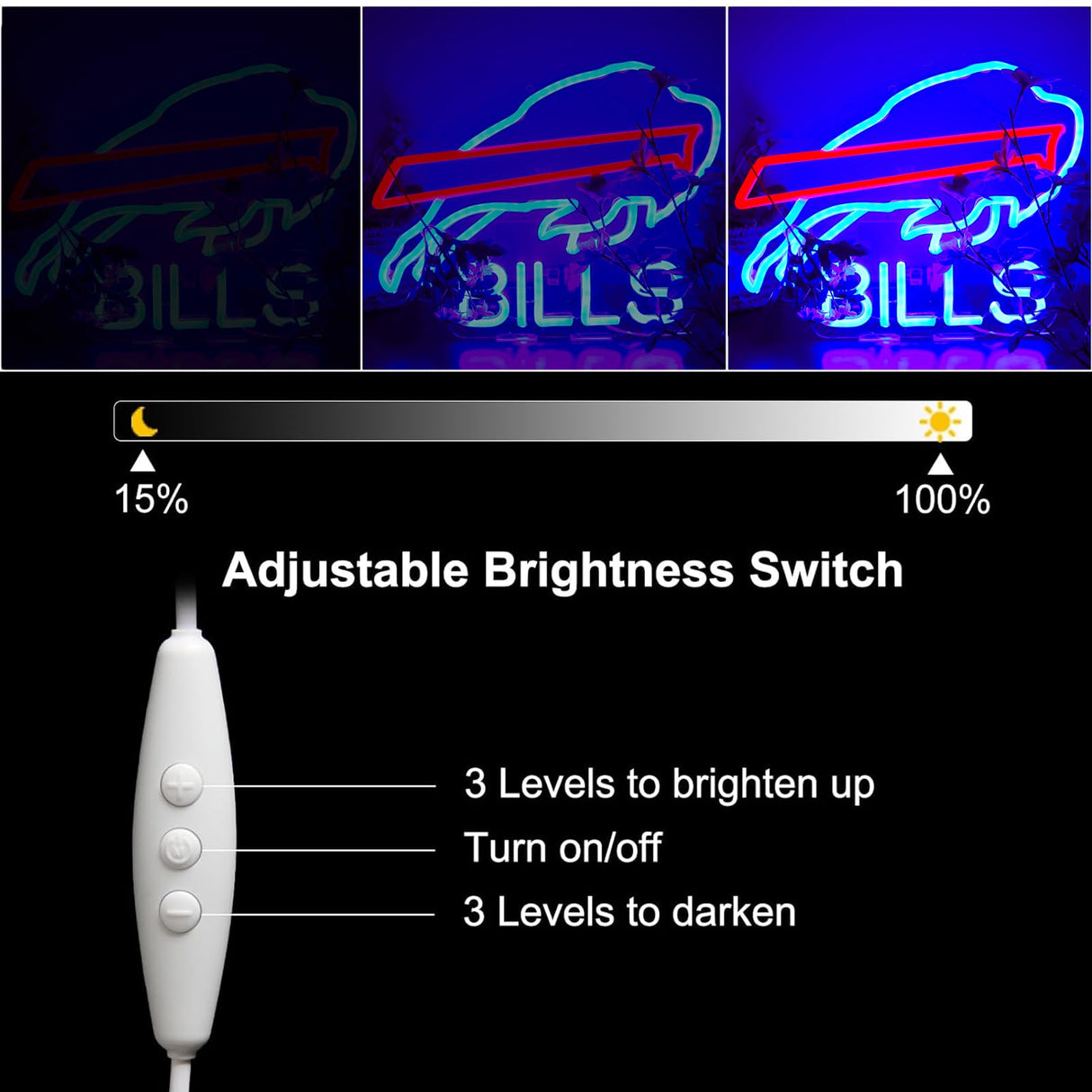 Buffalo Football Neon Signs Led Sign for Wall Decor Rugby Team Light Up Sign Suitable for Man Cave Office Bar Pub Wall Art Gifts for Teen Boys