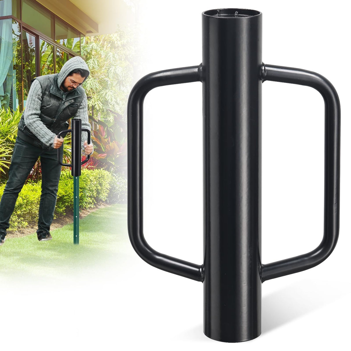 12 lb Steel Fence Post Driver, 17 in T-Post Pounder, 2.7" Inner Diameter