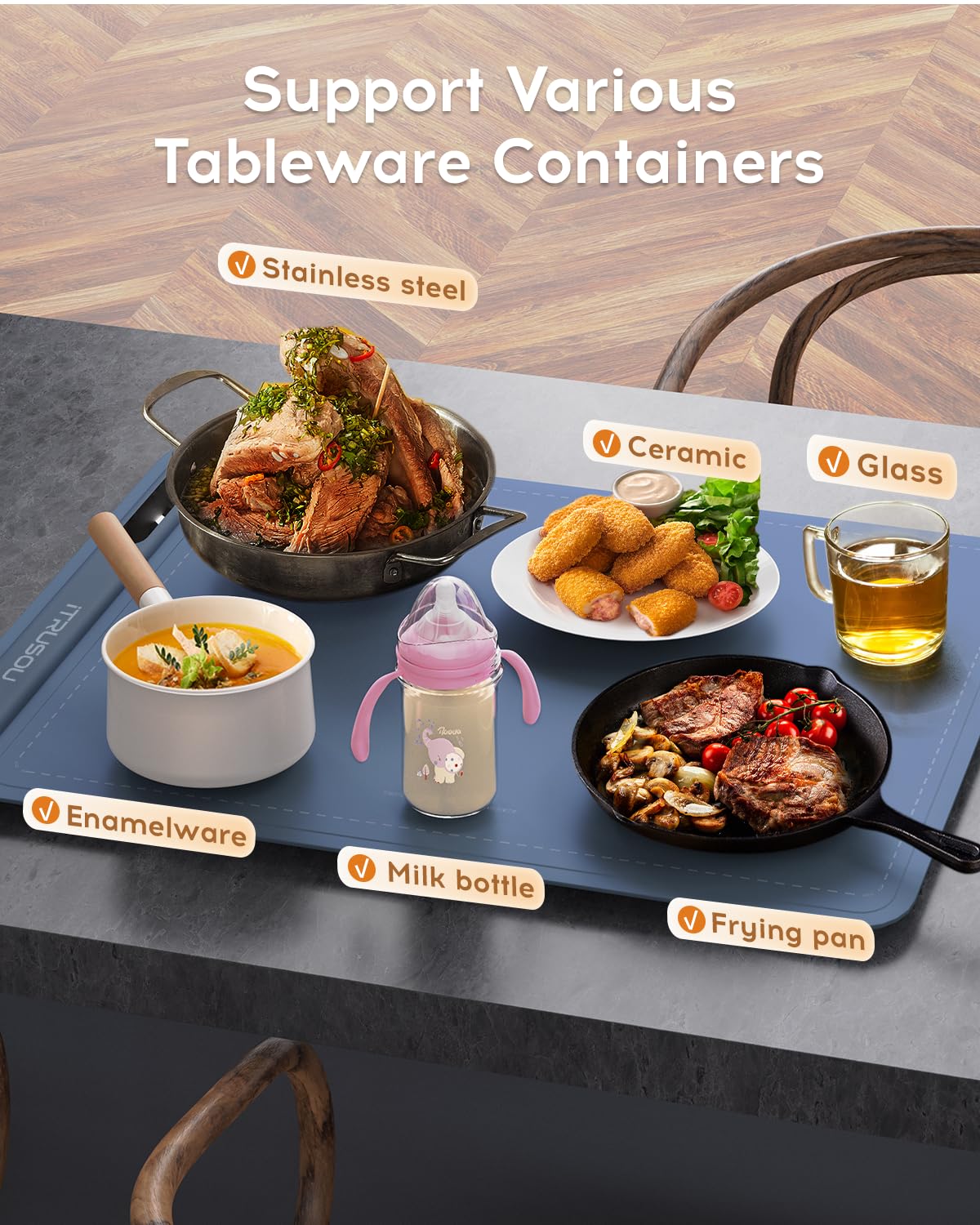 iTRUSOU Electric Warming Tray - Whole-Surface Heating, Rollable & Portable, Premium Silicone Nano-Material, 3 Temperature Settings, Auto Shut-Off - Ideal for Gatherings, Parties, and Everyday Use