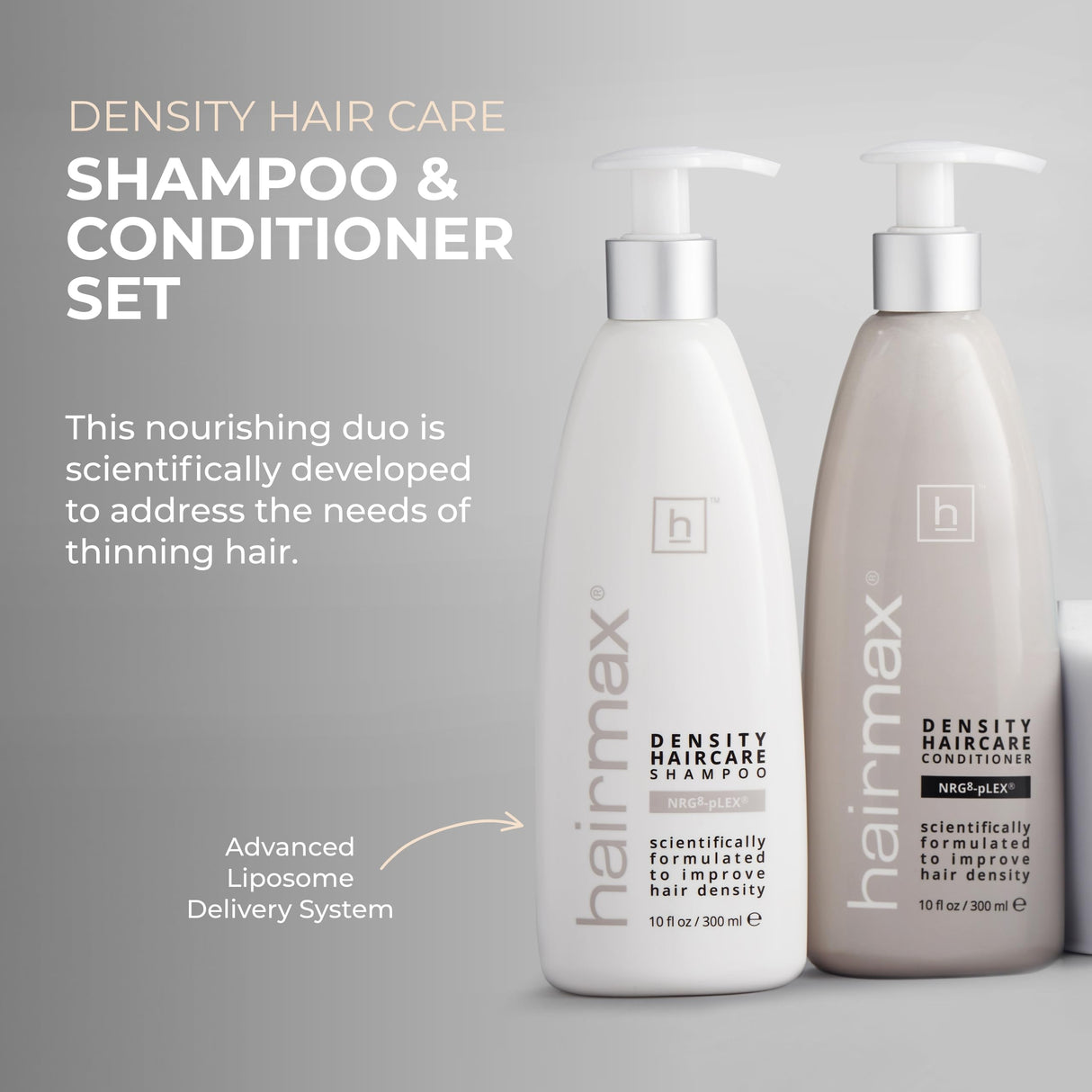 Hairmax Shampoo & Conditioner | Anti Thinning formula | Advanced Hair & Scalp Therapy for Thinning Hair | Cleanses, Hydrates & Strengthens | Sulfate & Paraben-Free | 10 fl oz each
