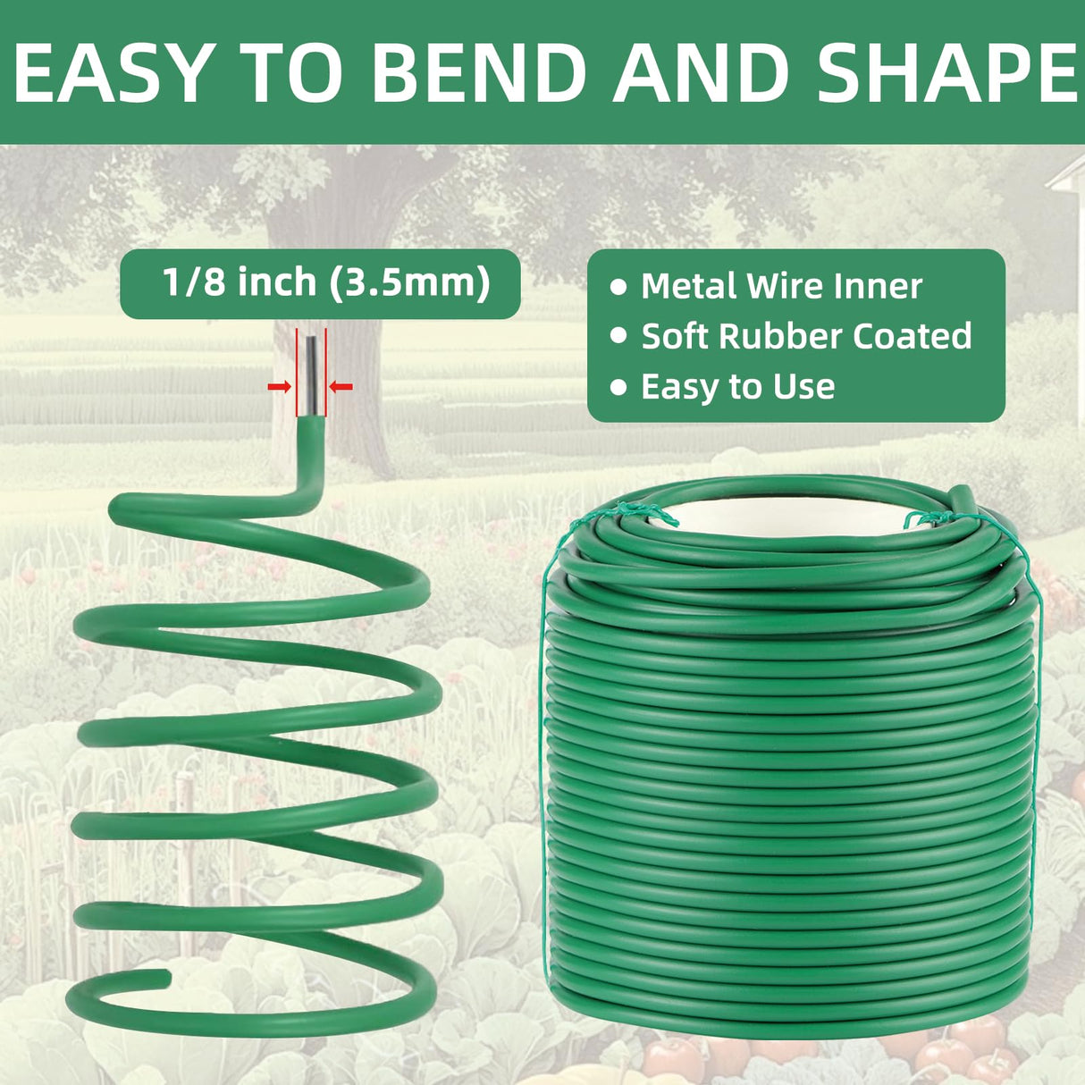 QenFree Soft Plant Ties, 164ft Garden Wire, 3.5mm Flexible Garden Ties for Climbing Plants, Tomato, Vines Plant, Flowers, Roses Plant Support