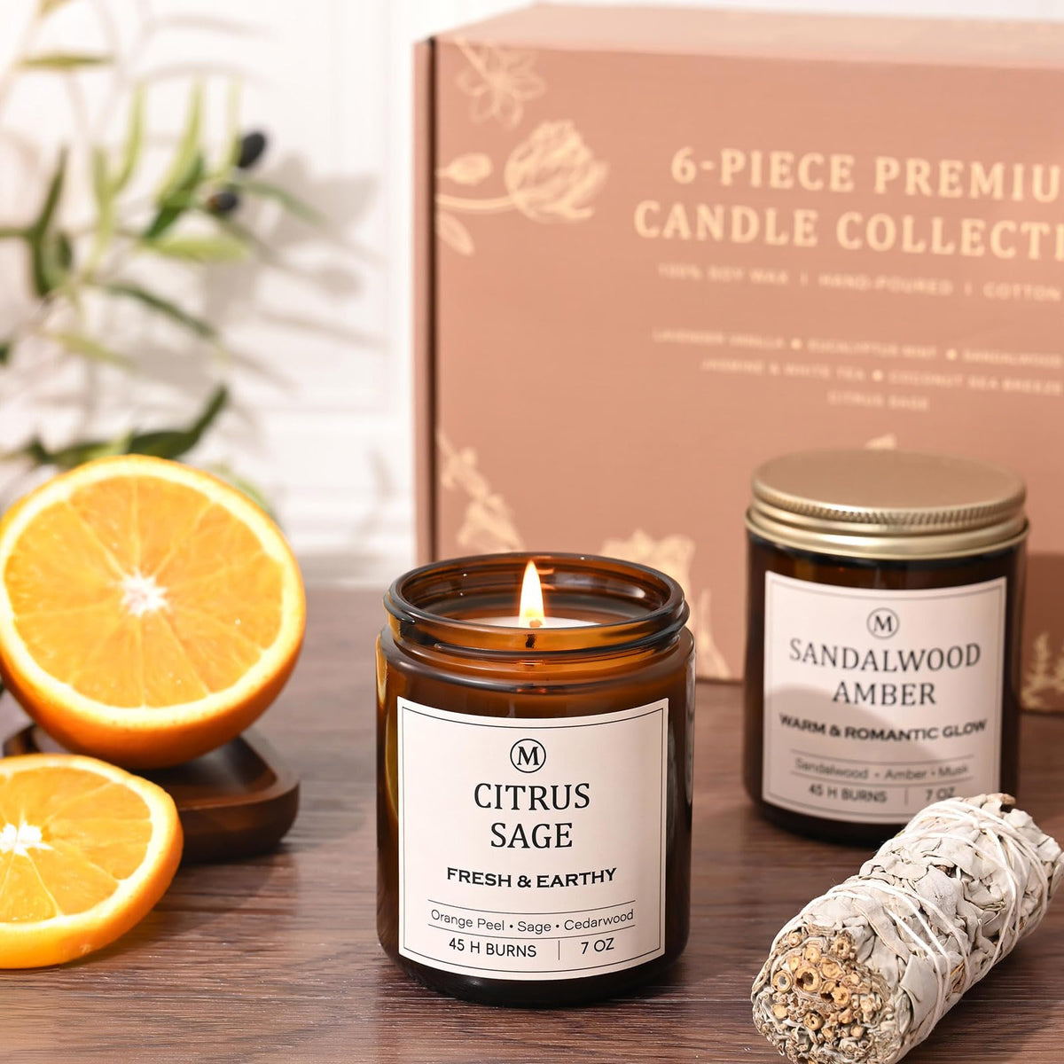 JGXLQ Scented Candles for Home, 6-Pack Soy Candle Gift Set, Up to 300 Hours