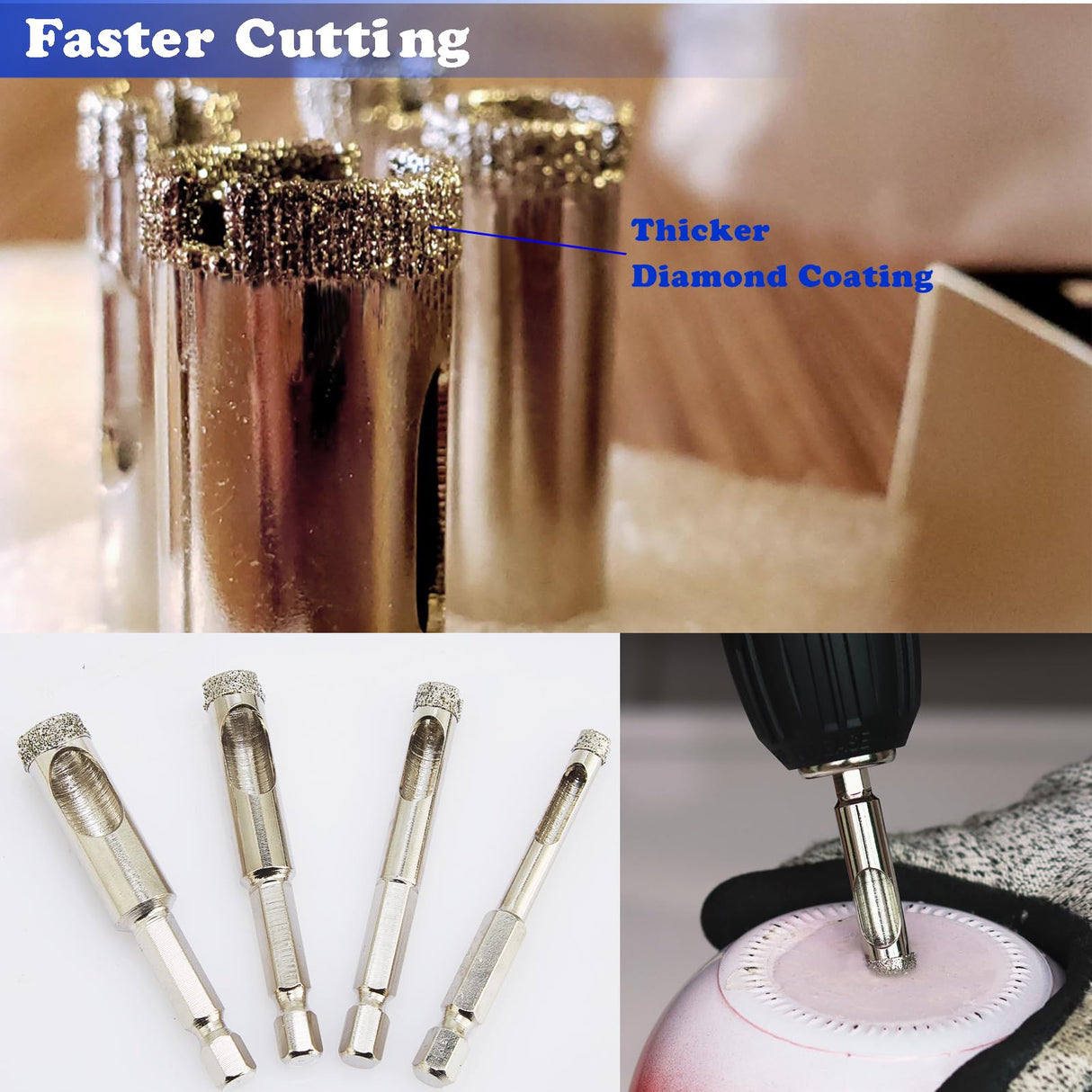 DaduoRi 4 7/8 Inch (125mm) Diamond Hole Saw with Pilot Bit, Easy Drilling for Porcelain Tile, Granite, Ceramic, Marble, Glass, Stones, Diamond Tip Coated, 1 3/8" Depth of Cut