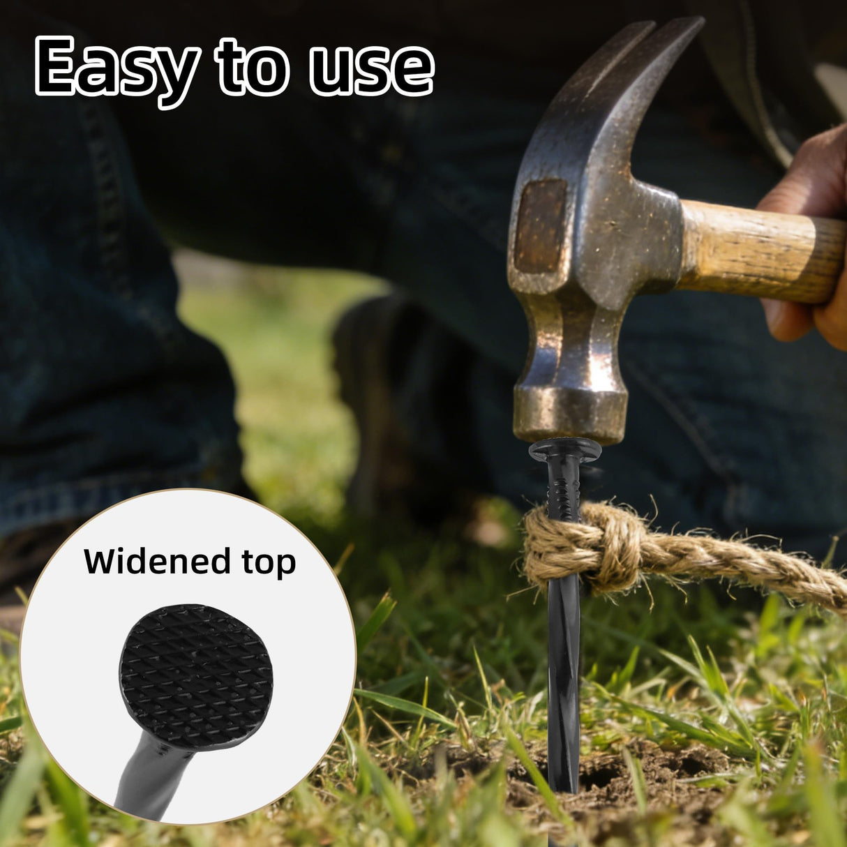 POSEOFFR 12 Inch Heavy Duty Landscape Stakes, 15 Pack Metal Spiral Artificial Turf Nails with Black Anti Rust Coating, for Paver Edging, Weed Barrier, Lawn