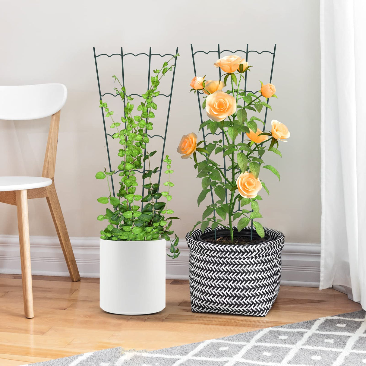 HiGift 4 Pack 24'' Plant Trellis for Climbing Plants Indoor, Outdoor Metal Garden Trellis for Climbing Plants, Metal Plant Stakes Plant Trellis for Houseplant Vine Ivy Flowers