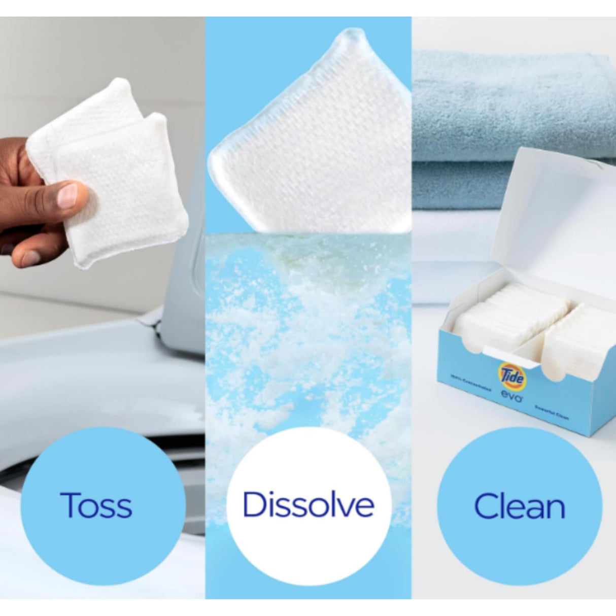 Tide Evo Free & Gentle Laundry Detergent Tiles, Fragrance-Free, 40 Medium Sized Loads, 40 ct, Easy to Use, Safe for All Machines and Water Conditions