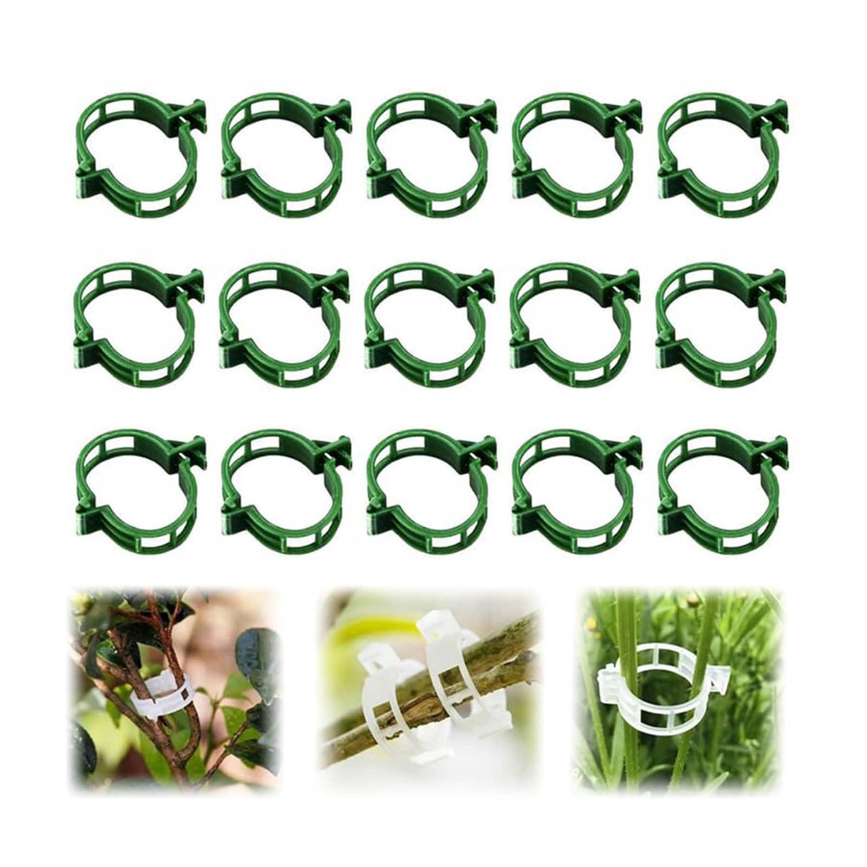 Secured Plastic Plant Clip, 2025 Upgrade Plant Support Clips Reusable Garden Clips, Garden Clips for Climbing Plants, Plastic Trellis Clips Tomato Grape Vine Vegetables Plant Fixing Clips (50, Green)