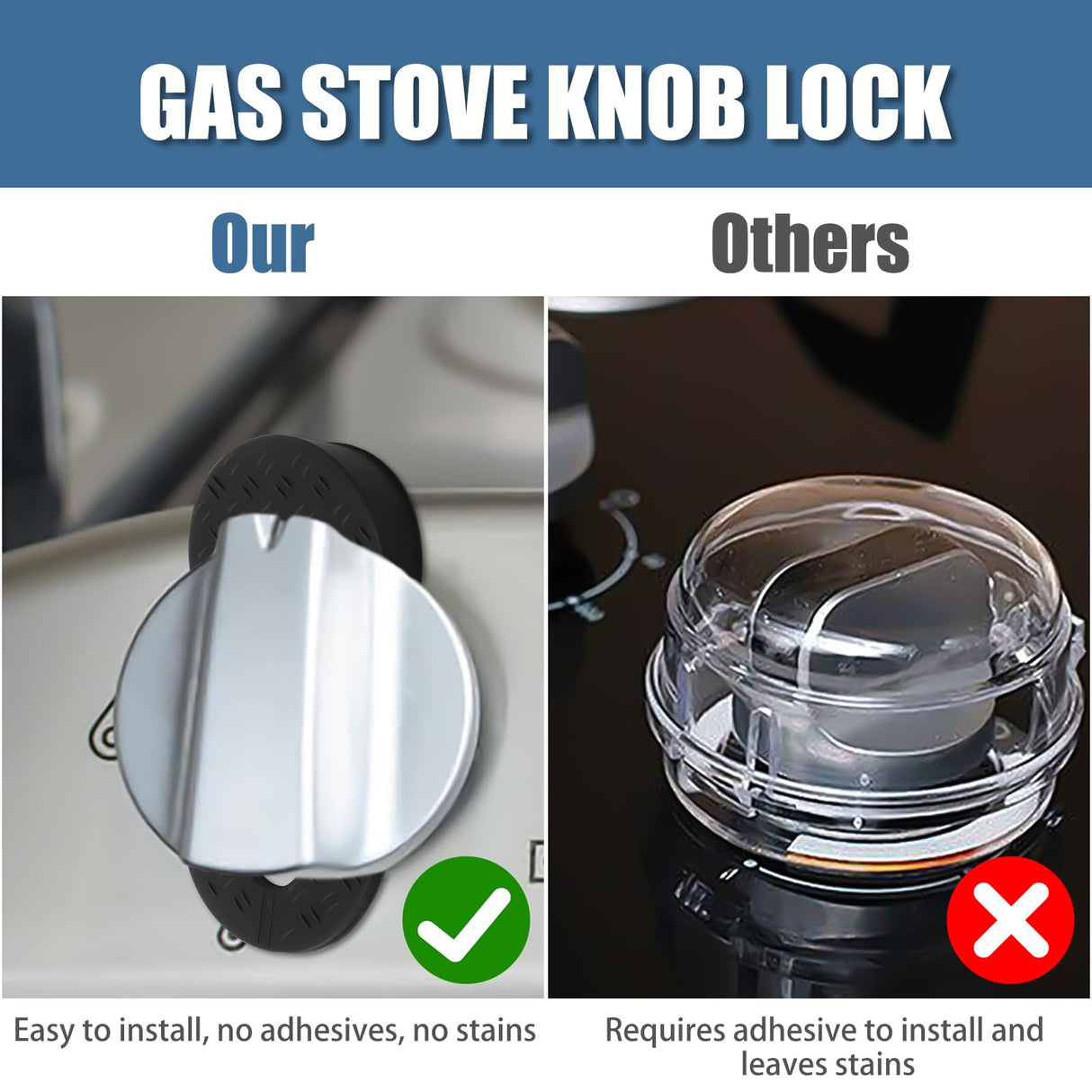 Silicone Stove Knob Safety Locks Gas Stove Knob Covers - Child Proof Oven Knob Locks (6 Pack)