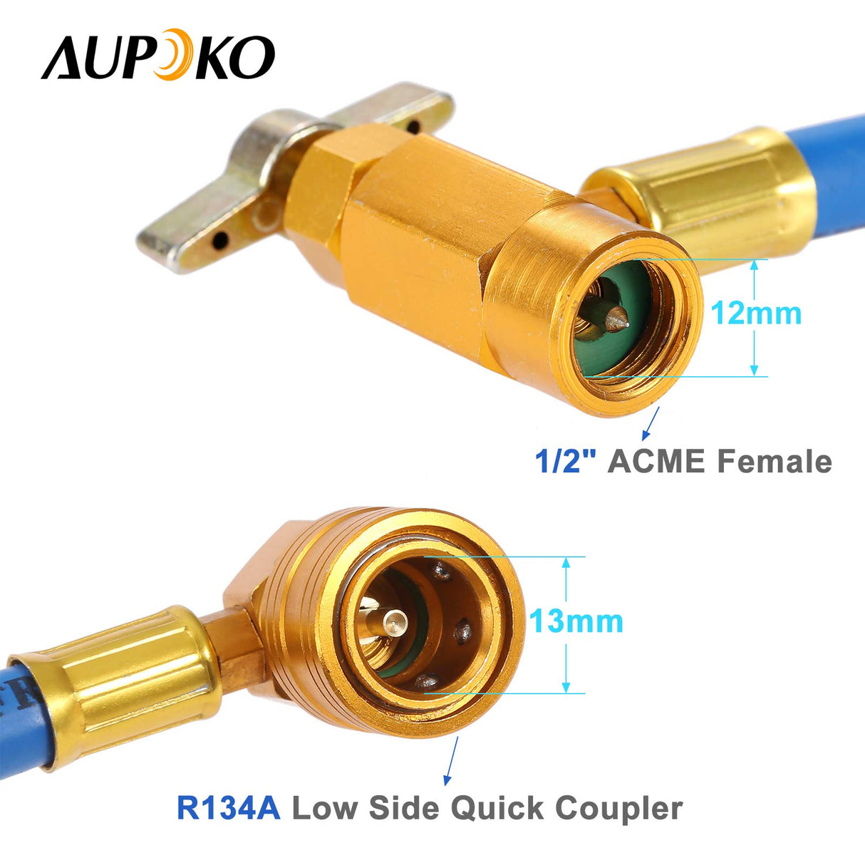 Aupoko R134A AC Refrigerant Recharge Hose Kit, Auto Air Conditioning Kit, R12 to R134A Low Pressure Retrofit Valve with Dust Cap, Oil Detection Cottons for AC Air Conditioning Refrigerant System