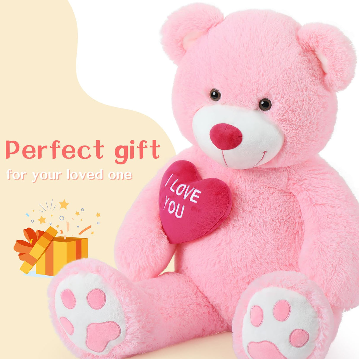 BENINY Giant Teddy Bear 52" - Big Stuffed Animal with Heart - Large I Love You Teddy Bear Plush Toys for Kid Christmas Birthday - Valentines Bear Gift for Girlfriend Wedding