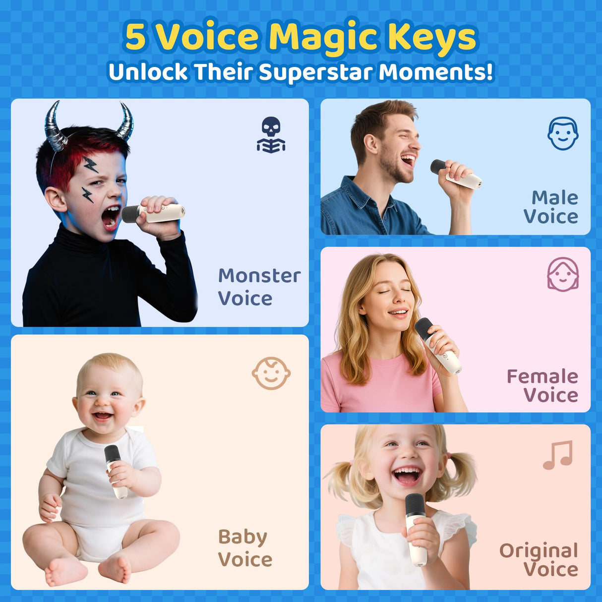 Jeefu Karaoke Machine for Kids, Toys for 3-12 Years Old Girls Gifts, Kids Karaoke Microphone Machine Toy, Best Fun Christmas Birthday Gifts for 5 6 7 8 9 10 11 Years Teens Girl Boys Beige 2 Mic
