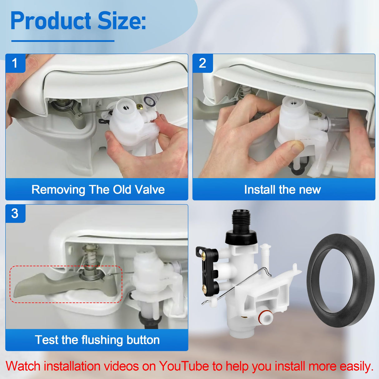 31705 RV Toilet Water Valve Kit for Thetford Aqua-Magic V Toilets, RV Toilet Valve fits All Aqua Magic V High and Low Toilet Models 31688 31687, RV Toilet Parts