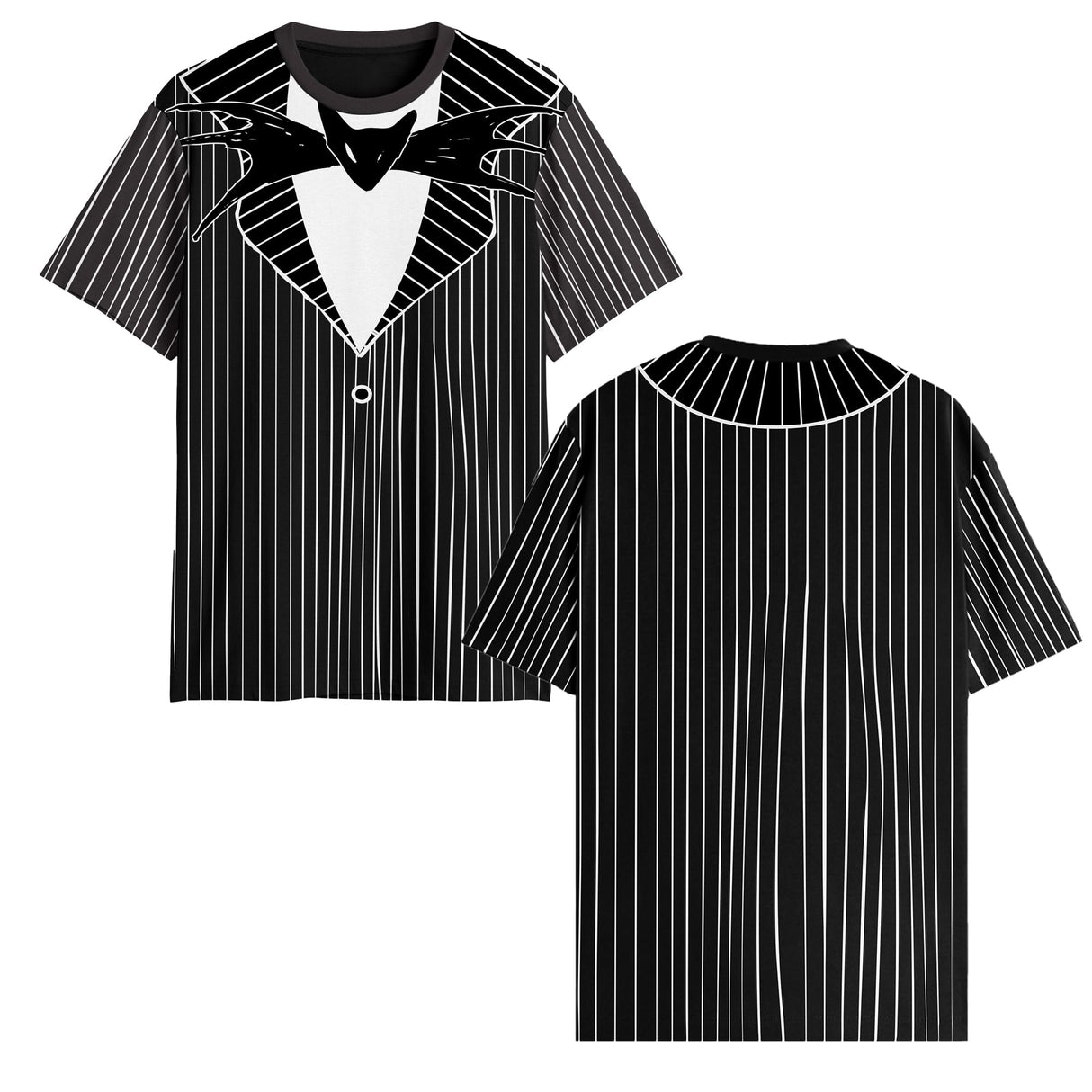 Disney Nightmare Before Christmas Jack Skellington Costume Suit T-Shirt(LG, Front/Back) Black