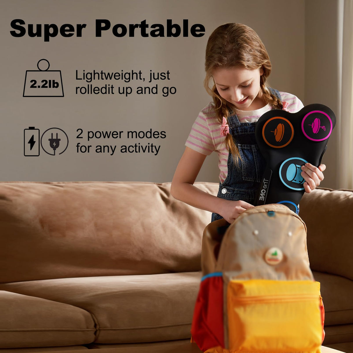 The ONE Electronic Drum Set 9 Pads Roll Up Drum Kit With Free App, Dual Built-in Speakers, Drum Sticks Pedals, Bluetooth MIDI, Great Christmas & Birthday Gift For Kids and Beginners