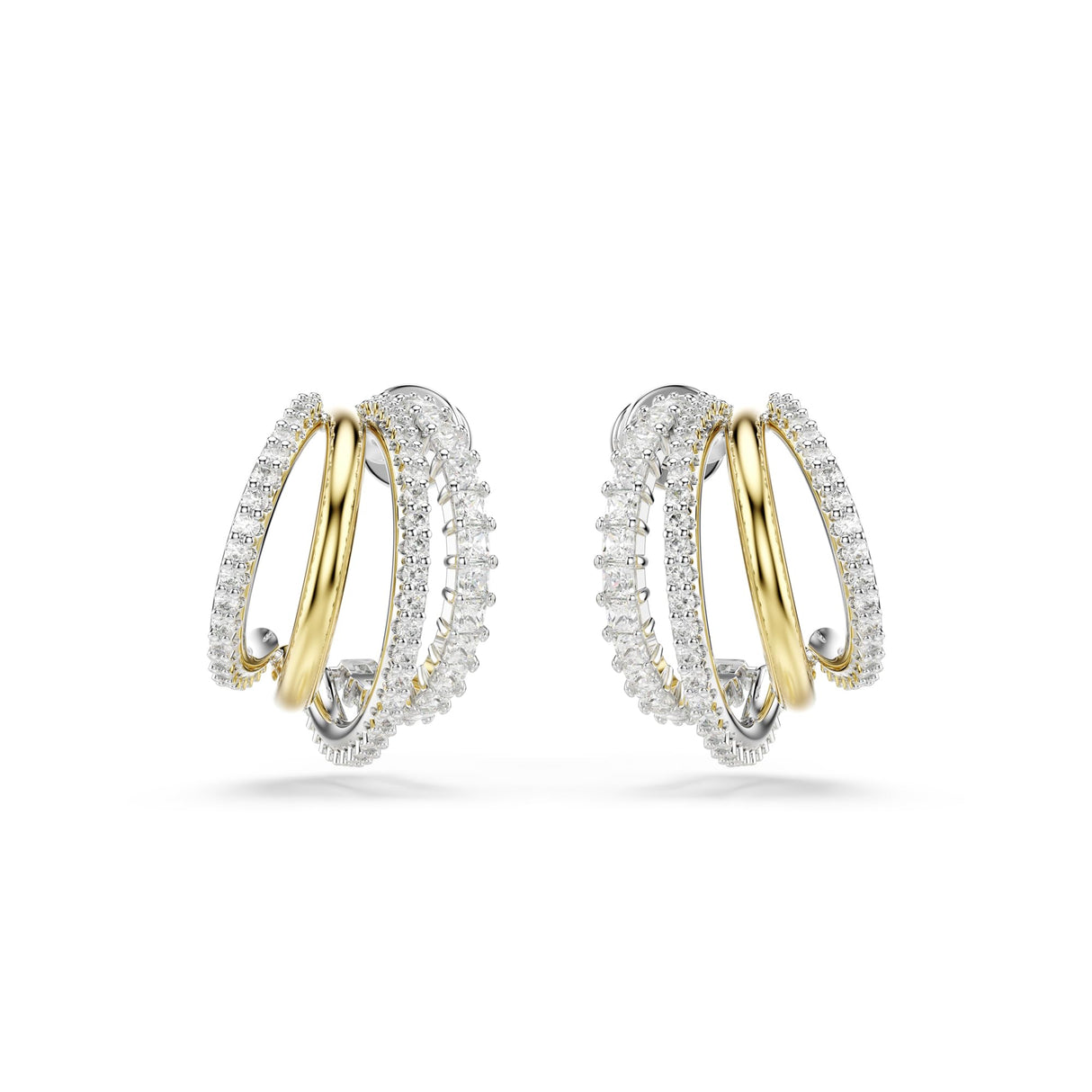 Swarovski Hyperbola Hoop Earrings, Mixed Cuts, Mini, Clear, Mixed Metal Finish
