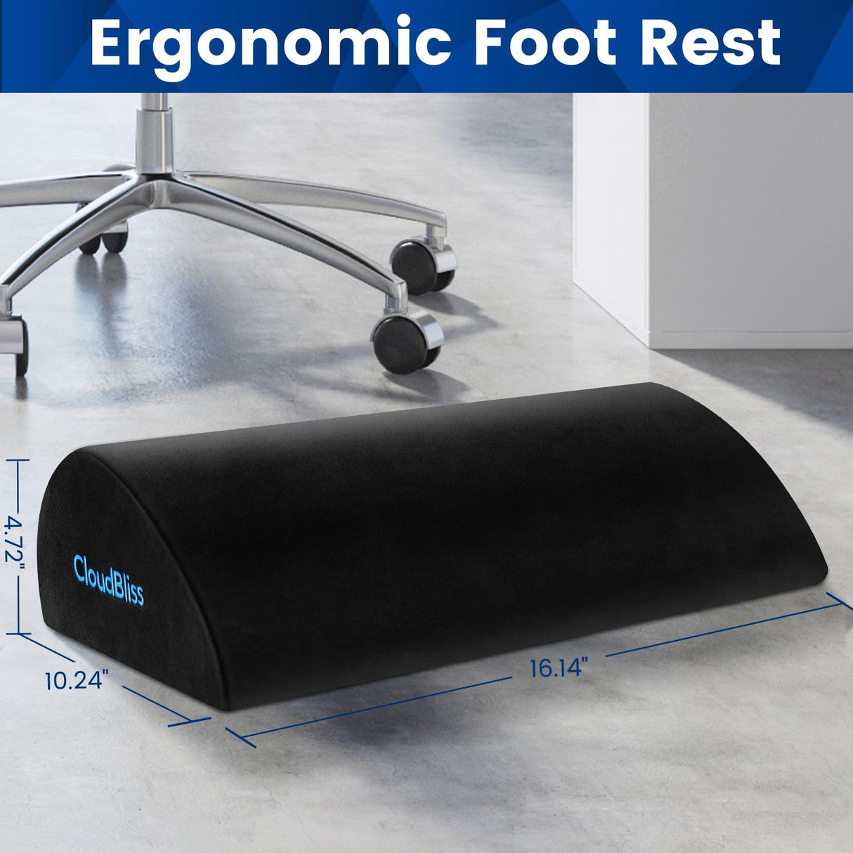 Foot Rest for Under Desk at Work,Office Desk Accessories with Soft Foam and Washable Removable Cover, Foot Stool for Office, Car, Home to Foot Support and Relax Ankles, Black