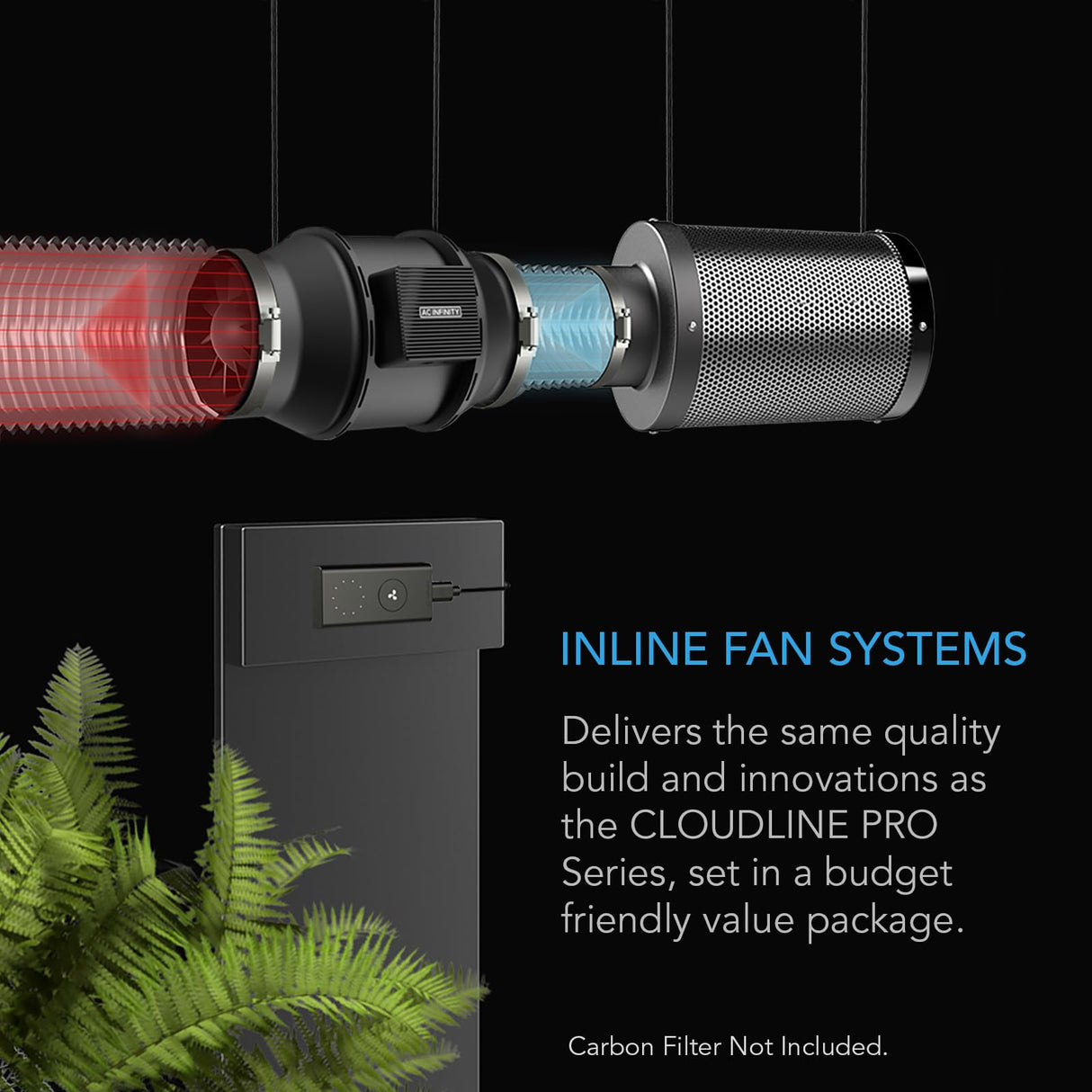 AC Infinity CLOUDLINE A6, Quiet 6” Inline Duct Fan with Speed Controller