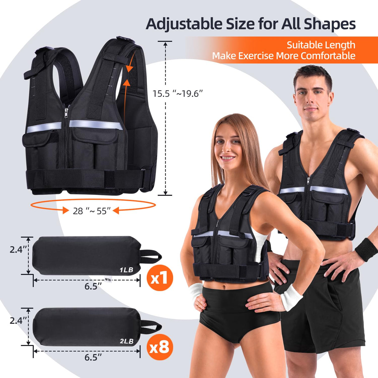 Adjustable Weighted Vest Weights Set: Sportneer 2 4 6 8 10 12 14 16 18 Lbs Body Weight Vests 9 In 1 Fast Adjust Running Vest for Men Women Gym Home Workout Fitness Exercise Strength Training 2-18 Lbs
