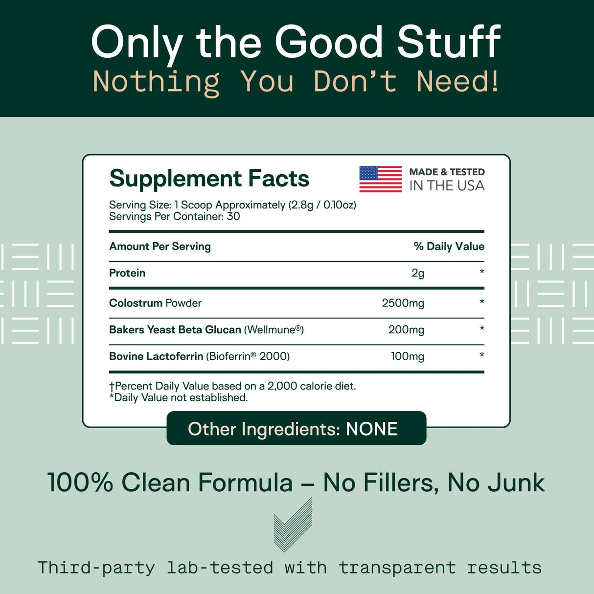 Adapt Naturals Colostrum Supplement with Lactoferrin & Beta-Glucan, Bio-Avail Grass Fed Bovine Colostrum Powder for Gut Health, Immune Support & Vitality | Non-GMO, 2500mg, Unflavored - 30 Days Supply