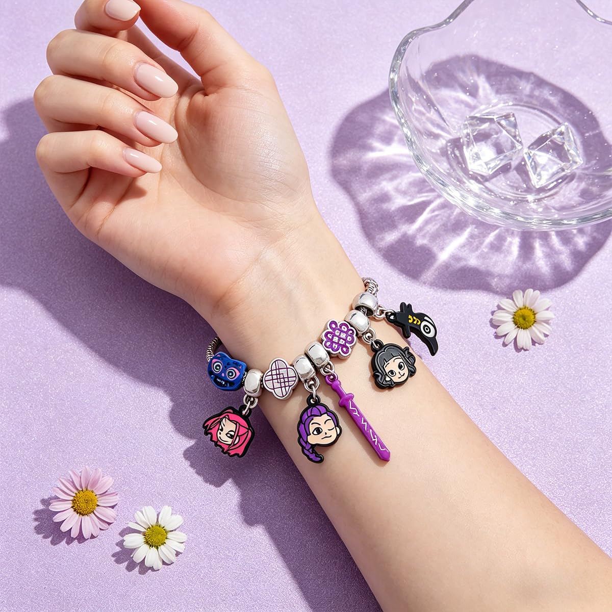 AmaAccess 2PCS K.pop Charms Bracelet Set, Demon Movie Hunters Birthday Gift for Women, Friendship DIY Jewelry Merch for Fans (Set1)