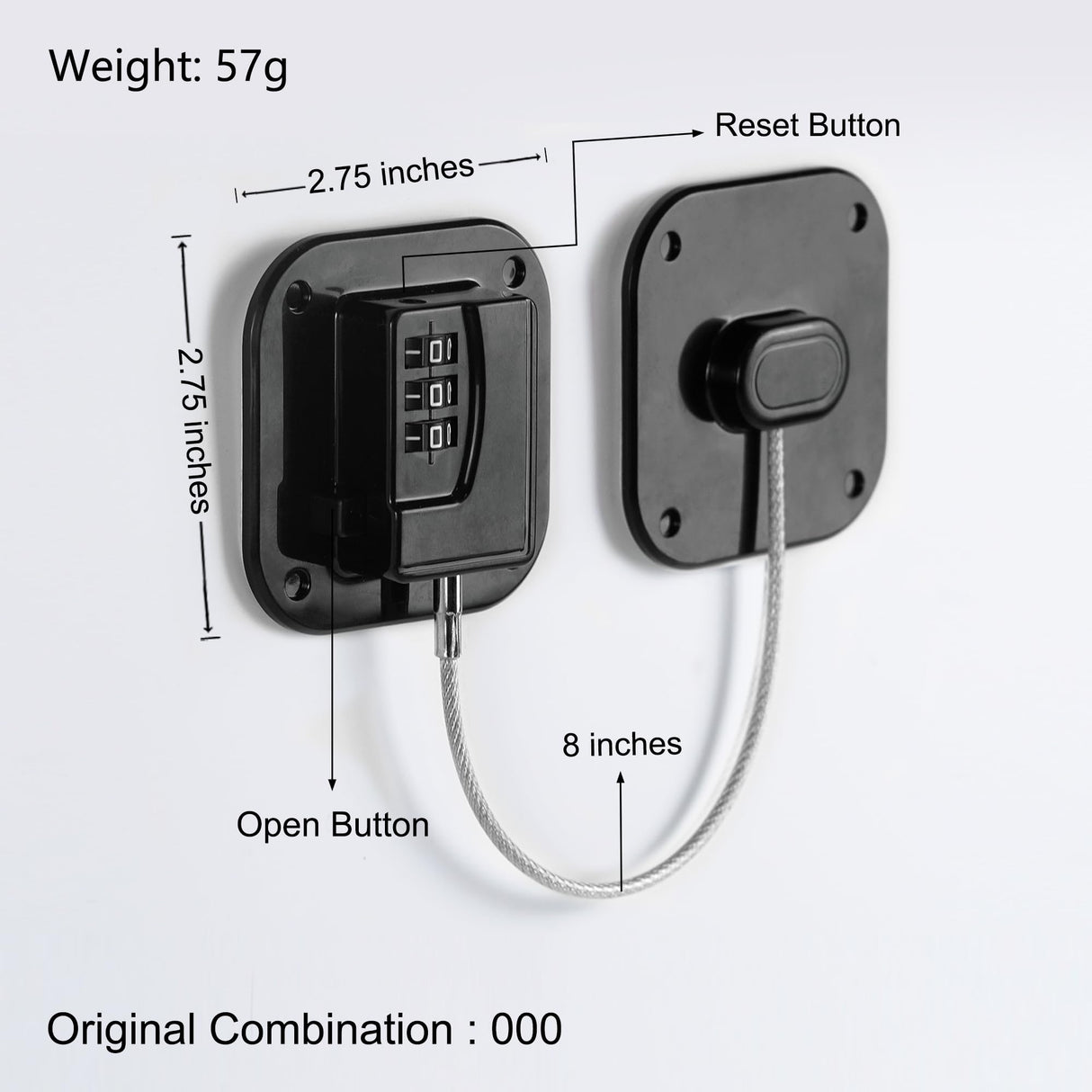 Refrigerator Lock, Heavy Duty Fridge Lock, Combination Lock for Refrigerator Cabinets, Drawers, Safety, Easy Install No Keys Needed (Black-1Pack)