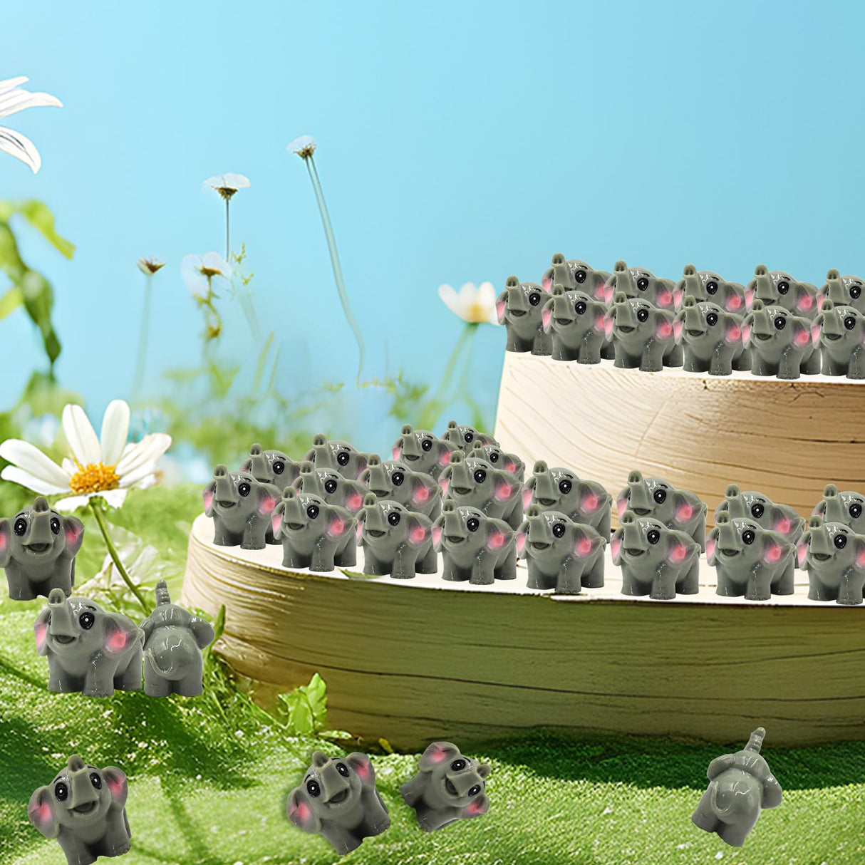 OZLMC 50 Pcs Mini Elephant Figurines for Fairy Gardens,Miniature Landscapes,Small Elephant Figurines ,Micro Landscape be Used for Various DIY Projects and Decorative,2 inches Long, 1.2 inches high