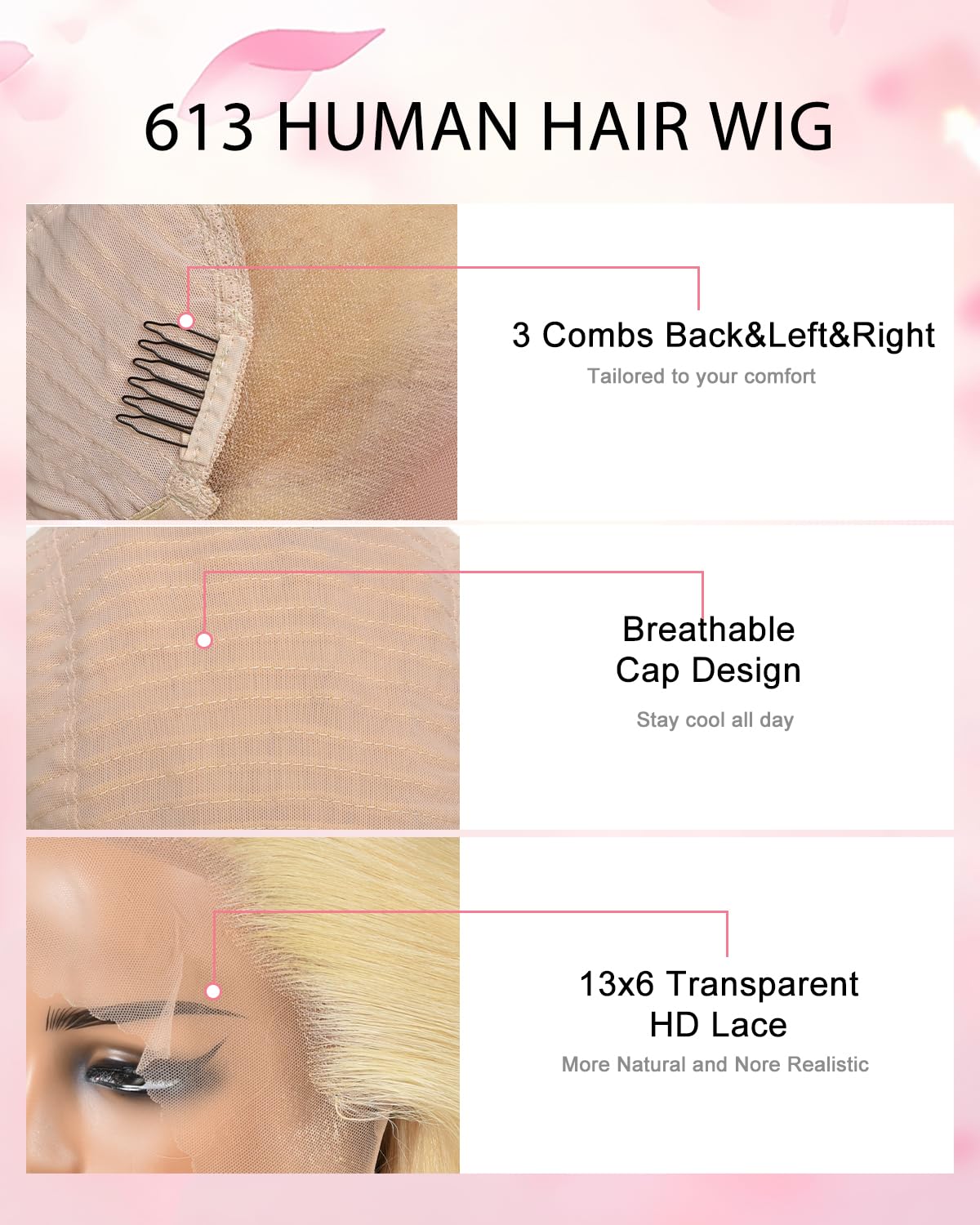 colowam 30Inch 613 13x6 Lace Front Wig Human Hair 200 Density 613 Lace Front Wig Human Hair Straight 613 HD Lace Frontal Wig 13x6 Blonde Wigs Human Hair Pre Plucked (613 Blonde Wigs)