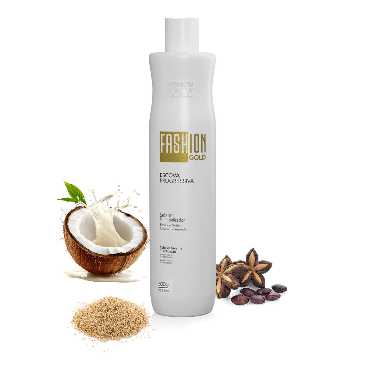 FASHION GOLD PROGRESSIVA 300g / 10.5oz | Brazilian Blowout Keratin Smoothing System | At-Home Professional Straightening Treatment | Reduces Frizz, Restores Shine, & Adds Strength | For All Hair Types