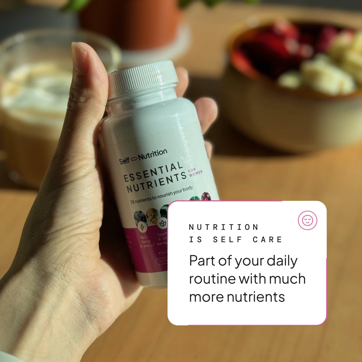 SELF NUTRITION Vegan Multivitamins for Women - Once Daily - 28 Nutrients - Boost Energy, Sleep, Hair, Skin, Nails & Reduce Cravings - Keto, Vegan, Gluten Free, USA, 2-Months Supply