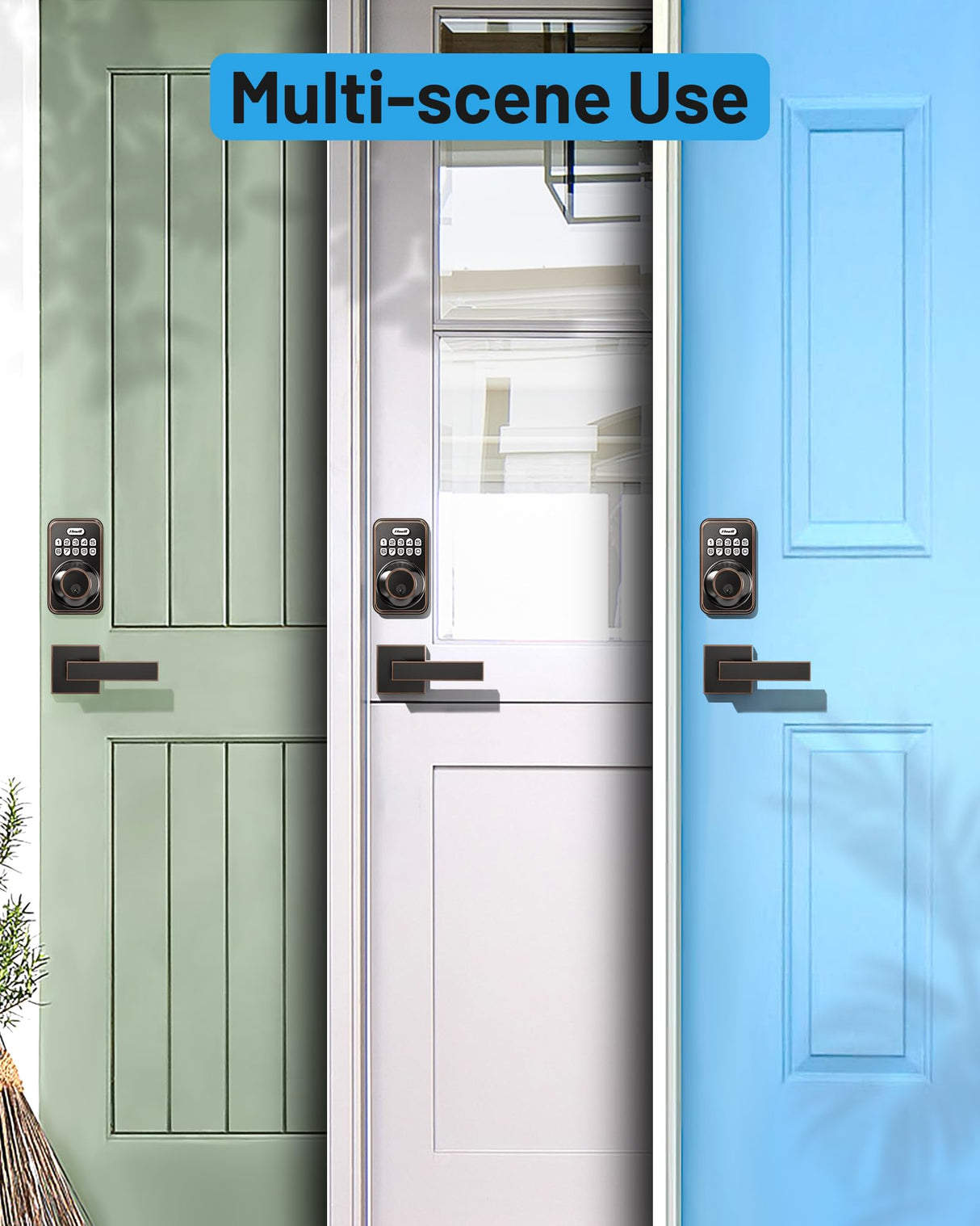 Zowill Keyless Entry Door Lock with 2 Lever Handles, Electronic Keypad Deadbolt, Auto-Locking, Anti-Peeping Password, Digital Code Door Lock, Front Door Handle Sets, OilRubbed Bronze