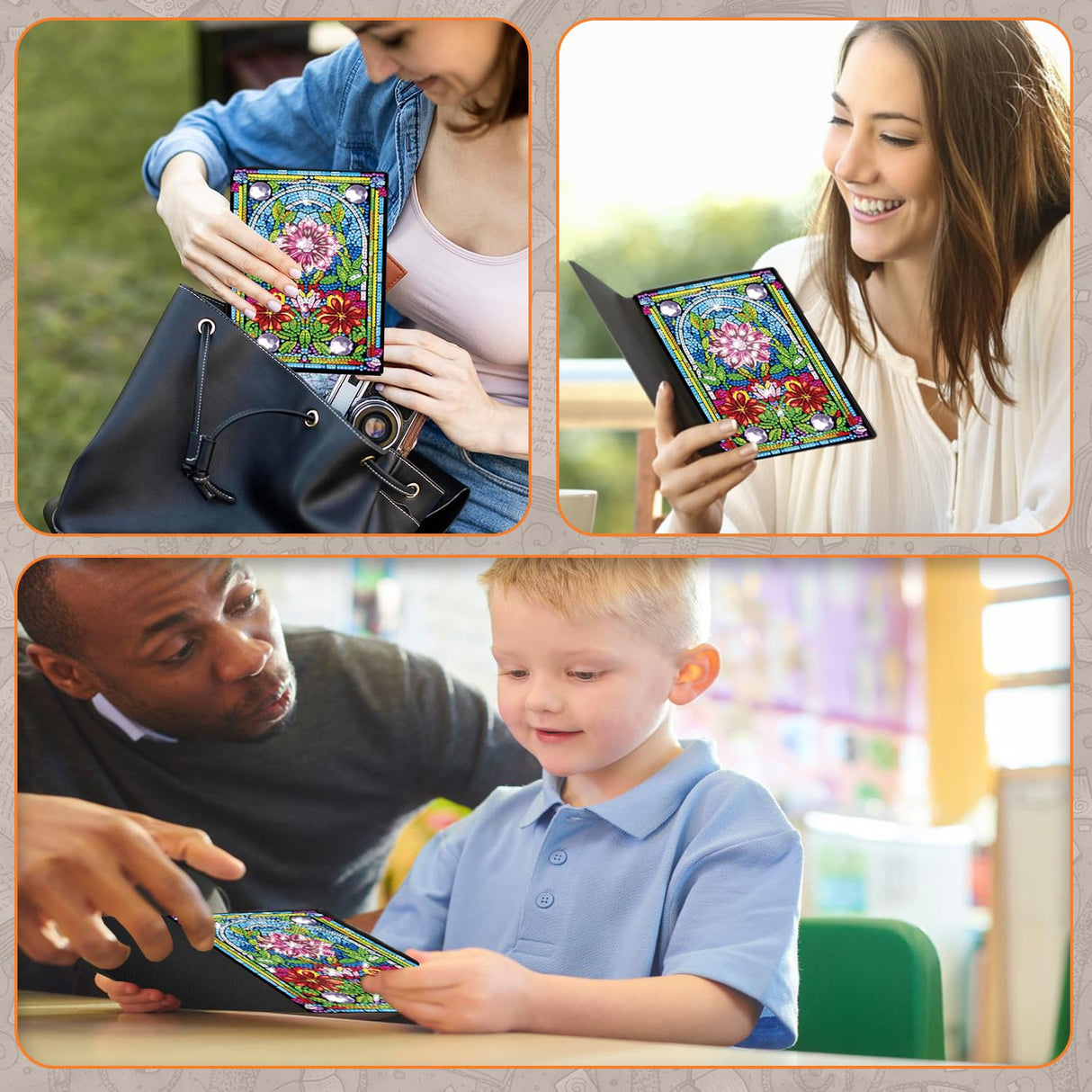 Josongslax Diamond Art Kits for Adults Teens, 4 Pack Diamond Painting Journals Notebooks, DIY 5D Gem Dots Art Crafts for Adults Clearance, Teenagers' Birthdays, Graduation, Christmas Gifts with Tools