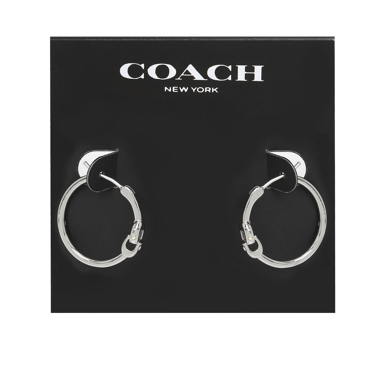 COACH Signature Hoop Earrings Rhodium One Size