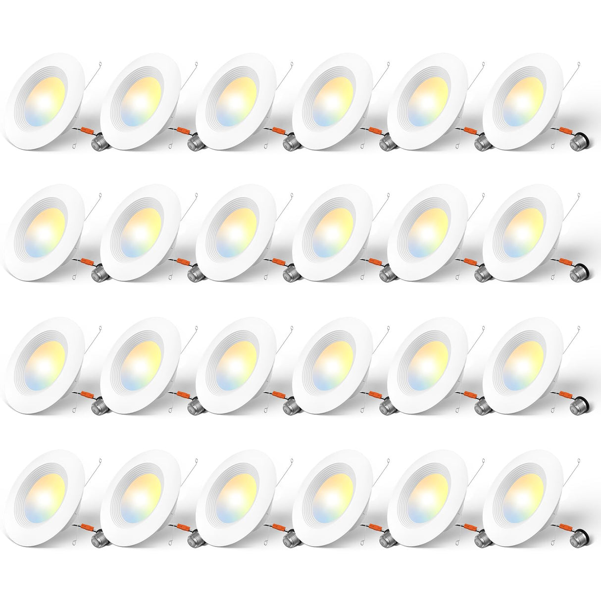 Amico 24 Pack 5/6 inch 5CCT LED Recessed Lighting, Dimmable, 12.5W=100W, 950LM, 2700K/3000K/4000K/5000K/6000K Selectable, Retrofit Can Lights with Baffle Trim, IC Rated - ETL & FCC, White