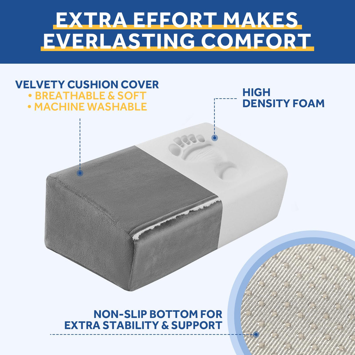 Foot Rest for Under Desk at Work, Adjustable Footrest for Office Chair & Gaming Chair,Ergonomic Footrest Pillow Desk Foot Stool with Washable Cover for Home, Airplane, Travel (Gray)