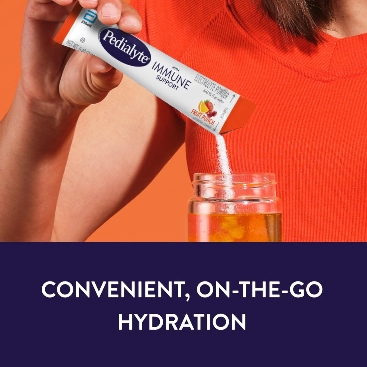 Pedialyte with Immune Support, Electrolyte Drink Powder with Vitamin C and Zinc, Advanced Hydration, Fruit Punch, 24 Powder Packets