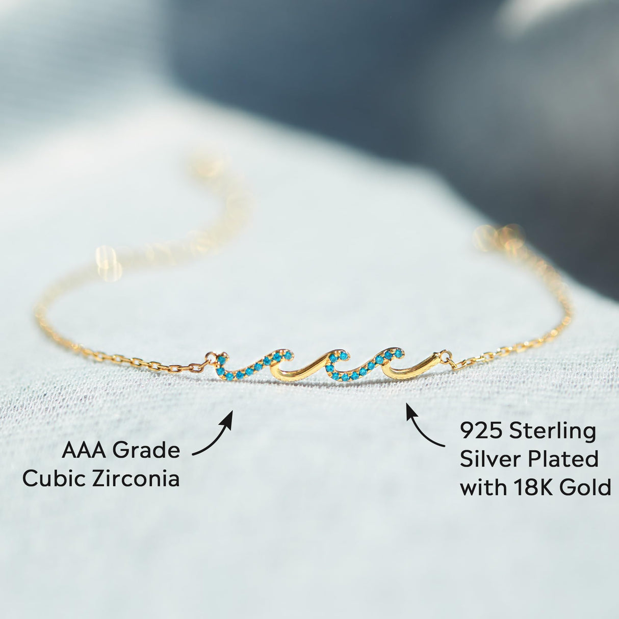 STORYJEWELLERY Birthday Gifts for Women, 925 Sterling Silver Wave Bracelet